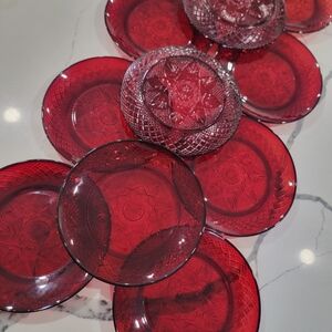 Luminarc Cristal D' Arques Durand Antique Ruby Red 8" Salad Plates Set of 11